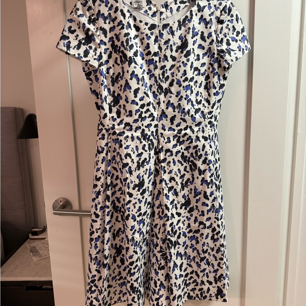 Armani Collezioni Blue and Black Patterned Dress. With pockets!!!